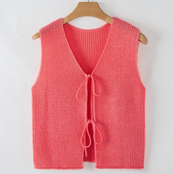 Lace-Up V-Neck Sweater Vest - Picture 1 of 1